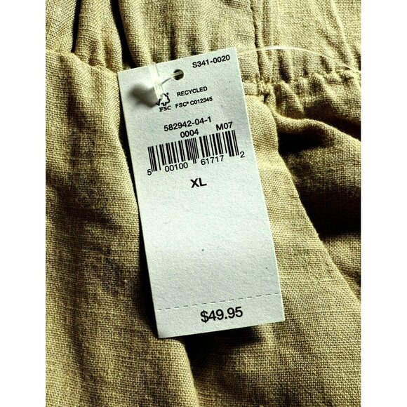 GAP Linen-Blend Pull-On Elastic Waist Shorts Cashew Crunch Brown Pockets XL NEW - Picture 6 of 6